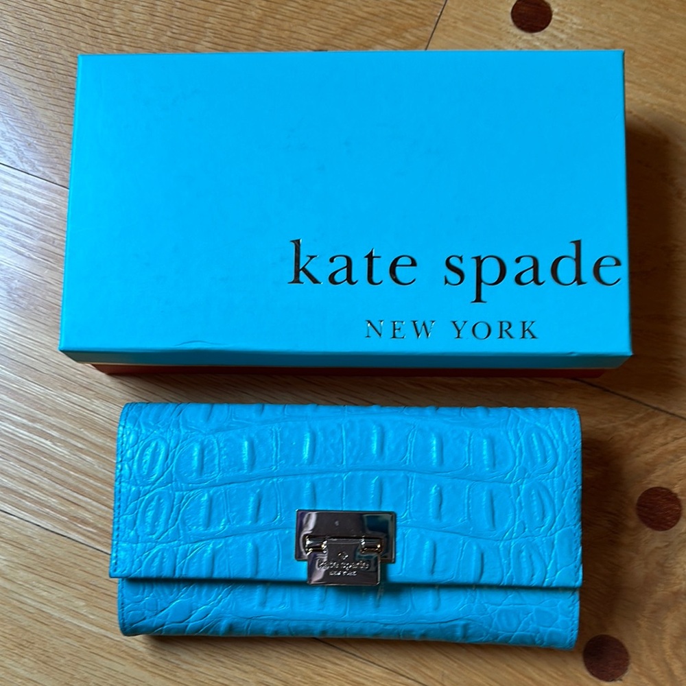 Kate Spade Blue Croc Embossed Wallet